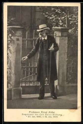 AK Professor Ernst Abbe mit Gehstock und Hut