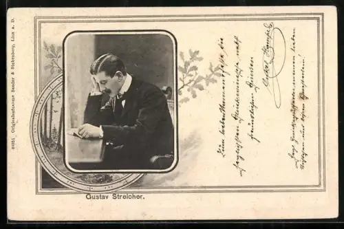 AK Gustav Streicher beim Lesen eines Buches