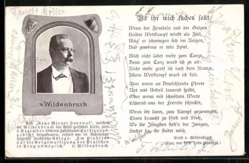 AK Portrait Ernst von Wildenbruch im Passepartout