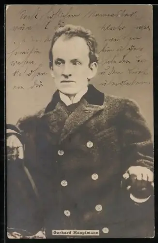 AK Gerhard Hauptmann im Mantel