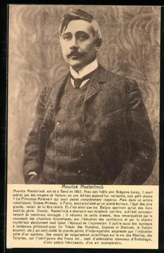 AK Portrait des Dramatikers Maurice Maeterlinck