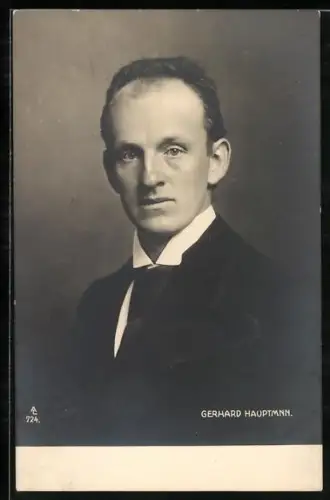 AK Gerhard Hauptmann, Portrait in jungen Jahren