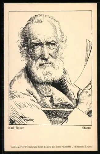 Künstler-AK Porträt vom Dichter Theodor Storm