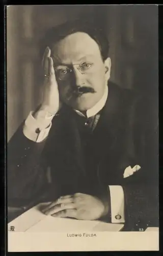AK Portrait Ludwig Fulda am Arbeitstisch