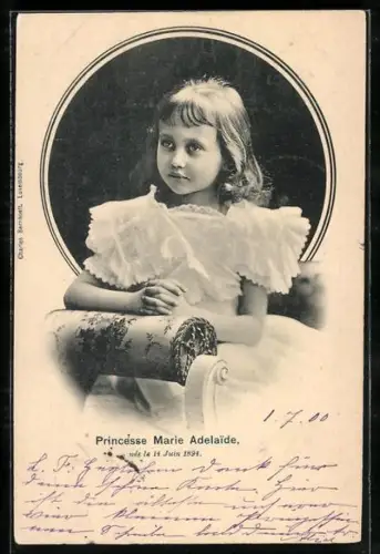 AK Prinzessin Marie Adelaide im weissen Kleid