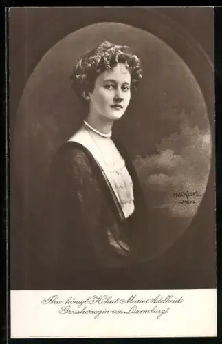 Künstler-AK Ihre königl. Hoheit Marie Adelheid, Grossherzogin von Luxemburg