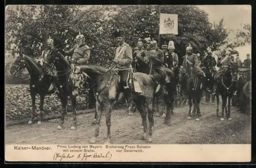 AK Erzherzog Franz Salvator von Österreich und Prinz Ludwig von Bayern beim Kaisermanöver