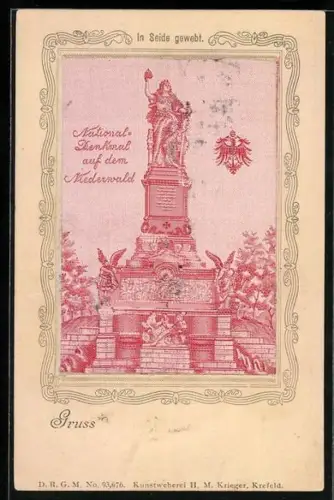 Seiden-AK Niederwald, National-Denkmal auf dem Niederwald