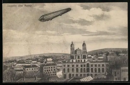 AK Nancy, Deutscher Zeppelin über Nancy