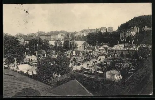 AK Pössneck, Ausstellung für Gewerbe, Industrie und Landwirtschaft 1912, Ausstellungs-Gelände aus der Vogelschau