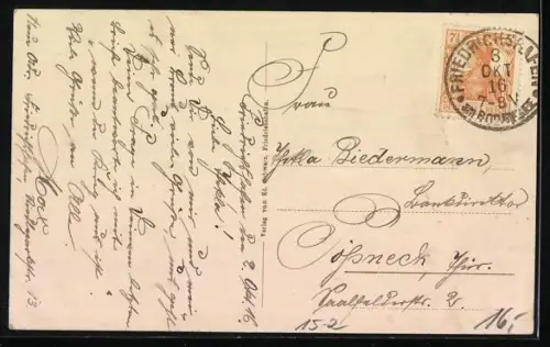 AK Friedrichshafen, Zeppelins Luftschiffwerft mit Zeppelin im Fluge