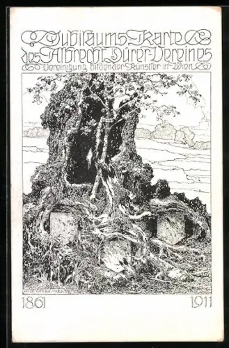 Künstler-AK Wien, Jubiläums-Karte des Albrecht Dürer Vereines 1861-1911, Jugendstil