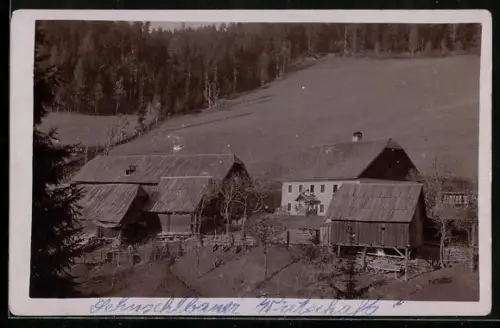Foto-AK Obdach, Schuschlbauer Bärnthal, Hof mit Umgebung