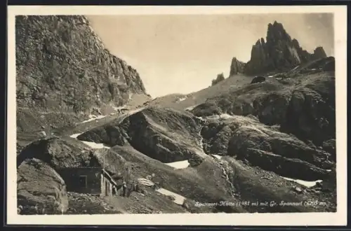 AK Spannort-Hütte, Ansicht mit Gr. Spannort