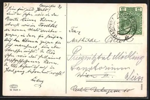 AK Tuckettpass-Hütte /Dolomiten, Ansicht mit Brentagruppe