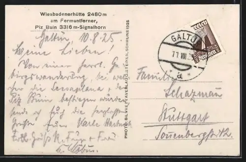 AK Wiesbadenerhütte am Fermuntferner