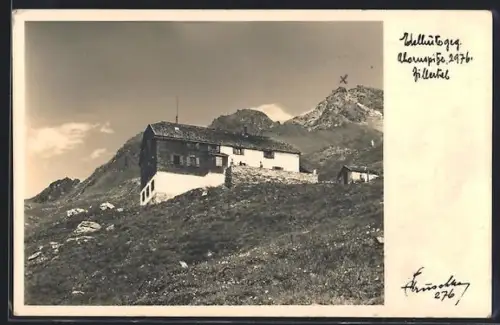 AK Edelhütte, Ansicht mit Ahornspitze