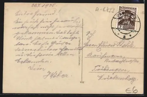 AK Tübingerhütte, Berghütte mit Plattenspitze, Wirtinnen, Wanderer