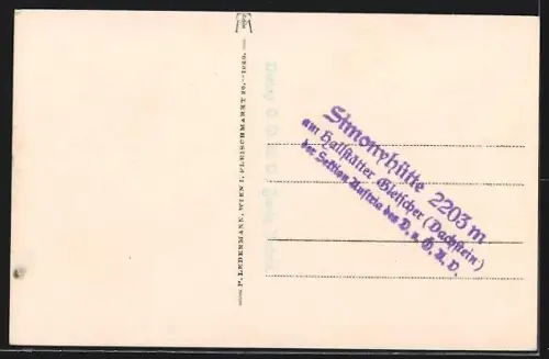 AK Simony-Hütte am Hallstätter Gletscher, Berghütte mit Blick zum Dachstein