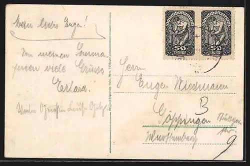 AK Tübinger Hütte, Berghütte mit Gipfelblick