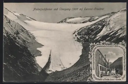 AK Sammoarhütte, Niederjochferner und Übergang Oetztal-Etschtal
