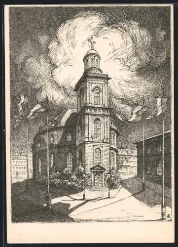 Künstler-AK Alt-Frankfurt, Paulskirche, Jahrhundertgedenken 1848-1948