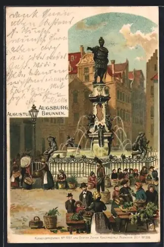 Künstler-AK Augsburg, Augustusbrunnen