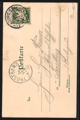 Künstler-AK Augsburg, Fünfgradhthurm (Fünffingerthurm), Turm, Ortsansicht, Wasser