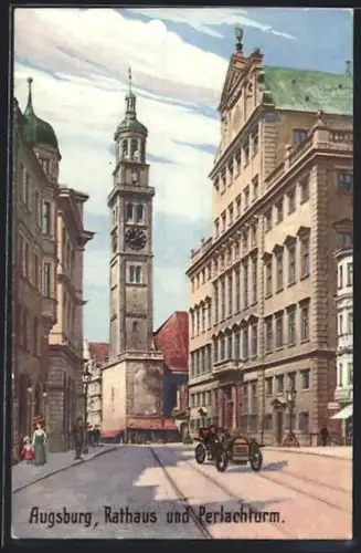 AK Augsburg, Rathaus und Perlachturm
