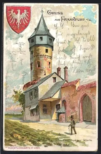 Künstler-AK Frankfurt-Ostend, Friedberger Warte