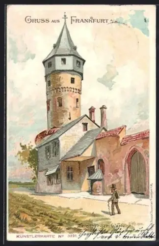 Künstler-AK Frankfurt-Ostend, Friedberger Warte