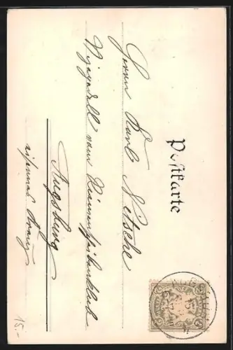 Künstler-AK Augsburg, Perlach, Rathaus