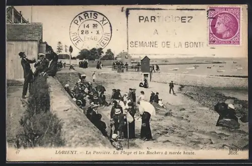 AK Lorient, La Perrière, La Plage et les Rochers à marée haute