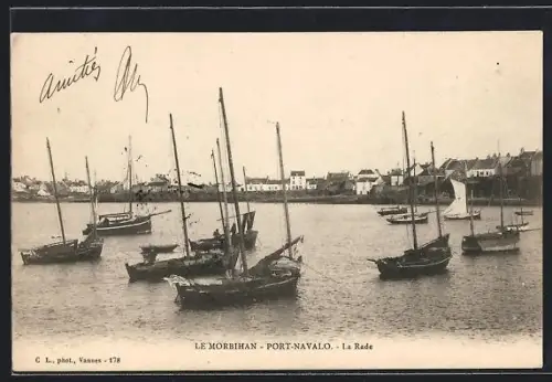AK Port-Navalo /Morbihan, La Rade avec voiliers amarrés