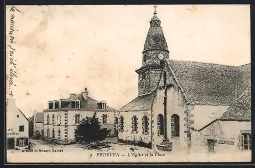 AK Erdeven, L`Église et la Place
