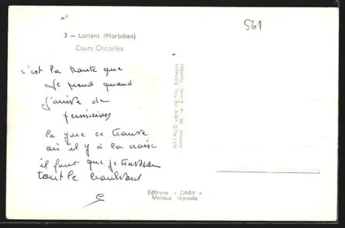 AK Lorient /Morbihan, Cours Chazelles avec passants et arbres alignés