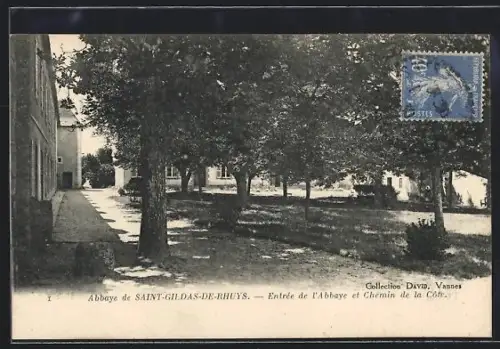 AK Saint-Gildas-de-Rhuys, Entrée de l`Abbaye et Chemin de la Côte