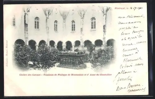 AK Ploërmel, Cloître des Carmes, Tombeau de Philippe de Montauban et d`Anne du Chastelier