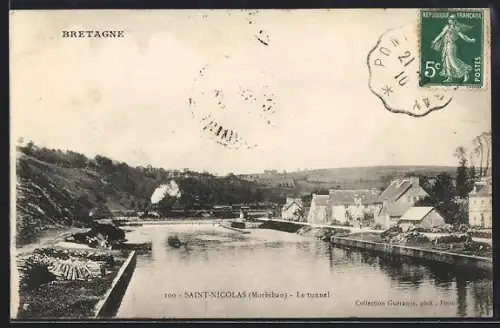 AK Saint-Nicolas /Morbihan, Le tunnel et vue sur le canal en Bretagne