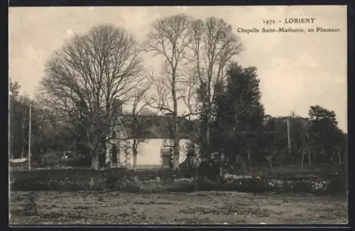 AK Lorient, Chapelle Saint-Mathurin en Ploemeur entourée d`arbres