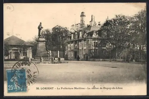 AK Lorient, La Préfecture Maritime, La statue de Dupuy-de-Lôme
