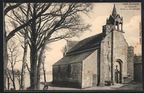 AK Lorient, La Chapelle de Saint-Christophe et arbres en hiver