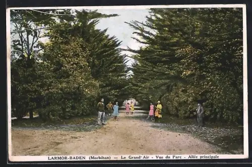 AK Larmor-Baden /Morbihan, Le Grand` Air, Vue du Parc, Allée principale