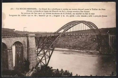 AK La Roche-Bernard, Le Grand Arc métallique et le Tablier du Pont sur la rivière