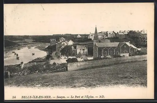 AK Sauzon /Belle-Ile-en-Mer, Le Port et l`Église