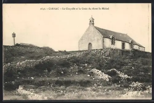 AK Carnac, La Chapelle et la Croix du Mont St-Michel