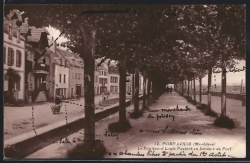 AK Port-Louis /Morbihan, Le Boulevard Louis Paubert en bordure du Port