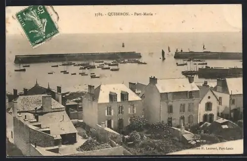 AK Quiberon, Port-Maria avec vue sur le port et les voiliers