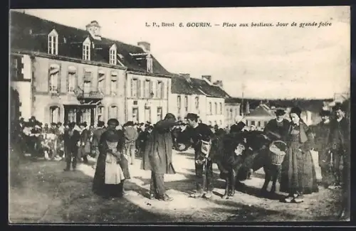 AK Gourin, Place aux bestiaux, Jour de grande foire
