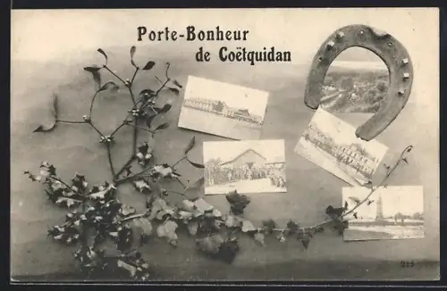 AK Coëtquidan, Porte-Bonheur avec fer à cheval et vignettes illustrées